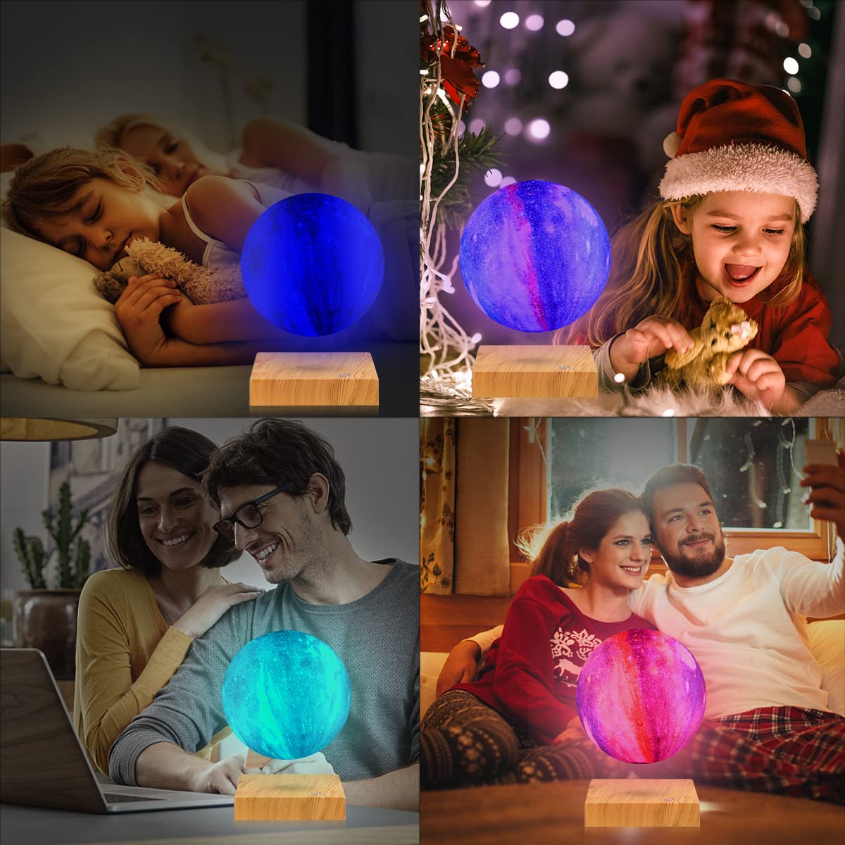 Schwebende Mondlampe - 16 Farben LED Floating Galaxy Mond Lampe, Magnetische Levitation Spinning in Air 3D-Druck Mond Nachtlichter mit Fernbedienung für Büro Home Room Decor, einzigartige Geschenke