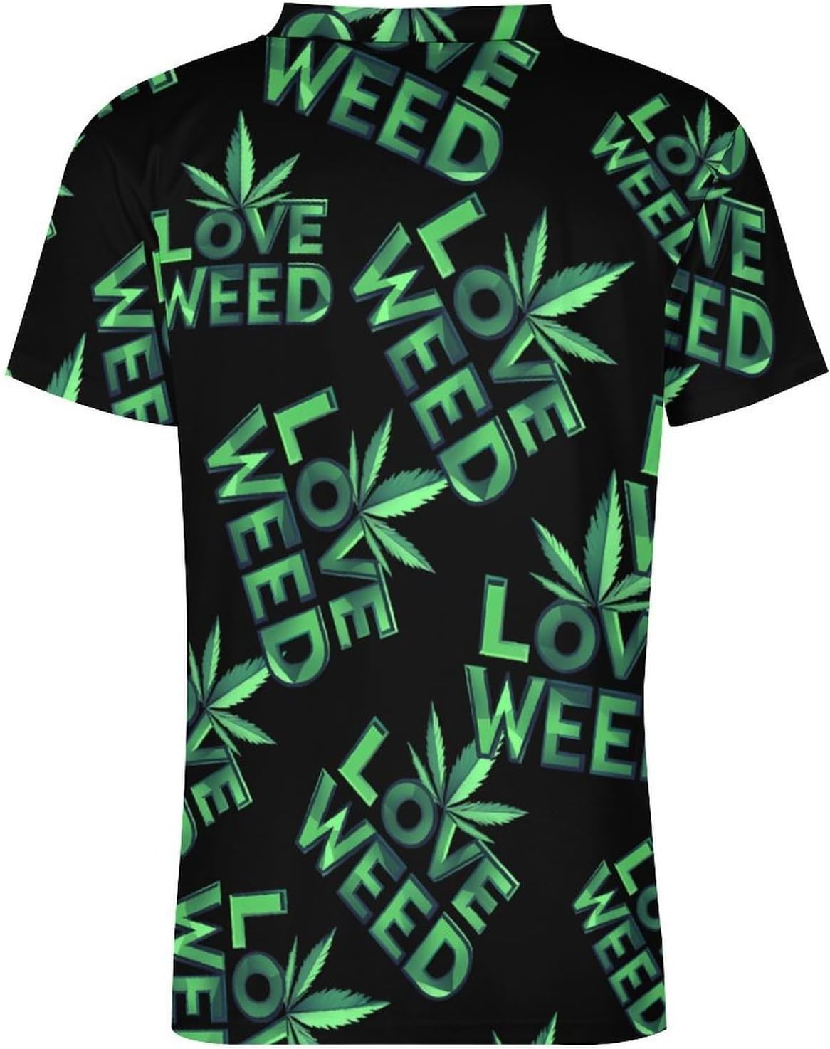 I Love Weed Men's Running Shirts V Neck Short Sleeve T Shirt Football Jersey Sport Tops 6X-Large