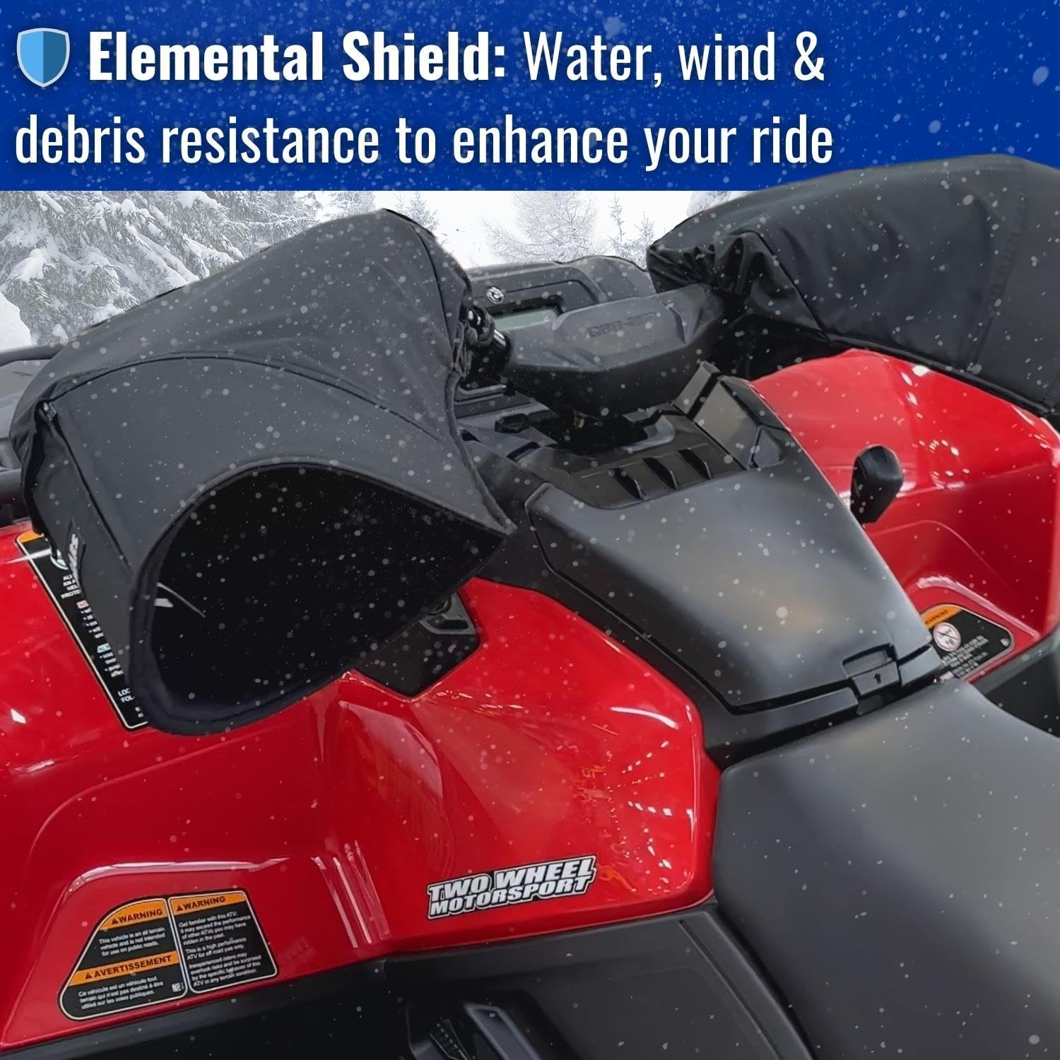 GEARS Rigid Handlebar Muffs for ATV, Motorcycle, Snowmobile | Universal Powersport Hand Guards | All-Season Wind, Sun UV & Debris Protection | Hard Shell, Water-Resistant, Windproof Handlebar Covers