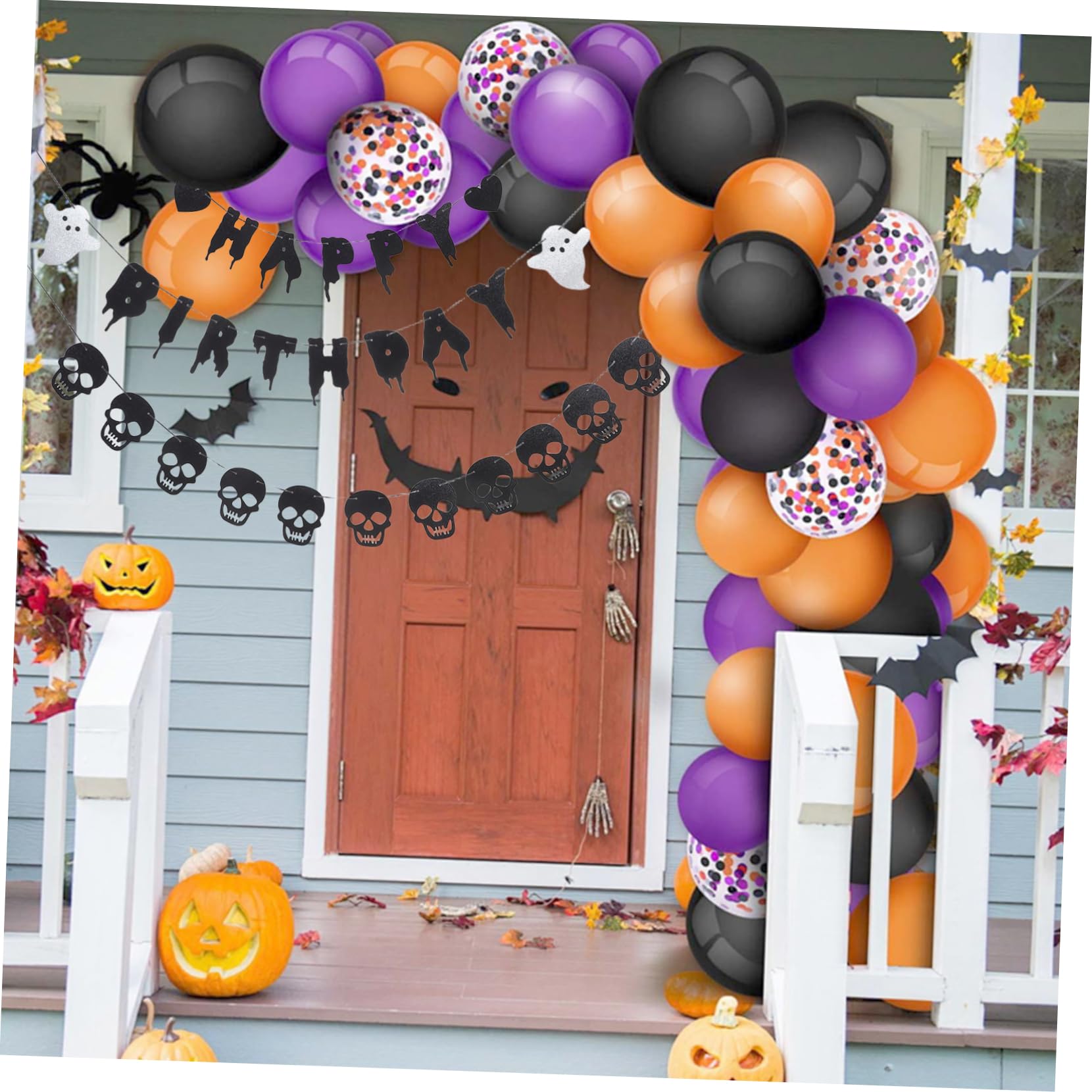 SOLUSTRE 4 Juegos Bandera de Cumpleaños de Halloween Banner de y Decoración Espeluznante para Fiestas de Halloween y Cumpleaños Banderín Negro para Pared y Mesa
