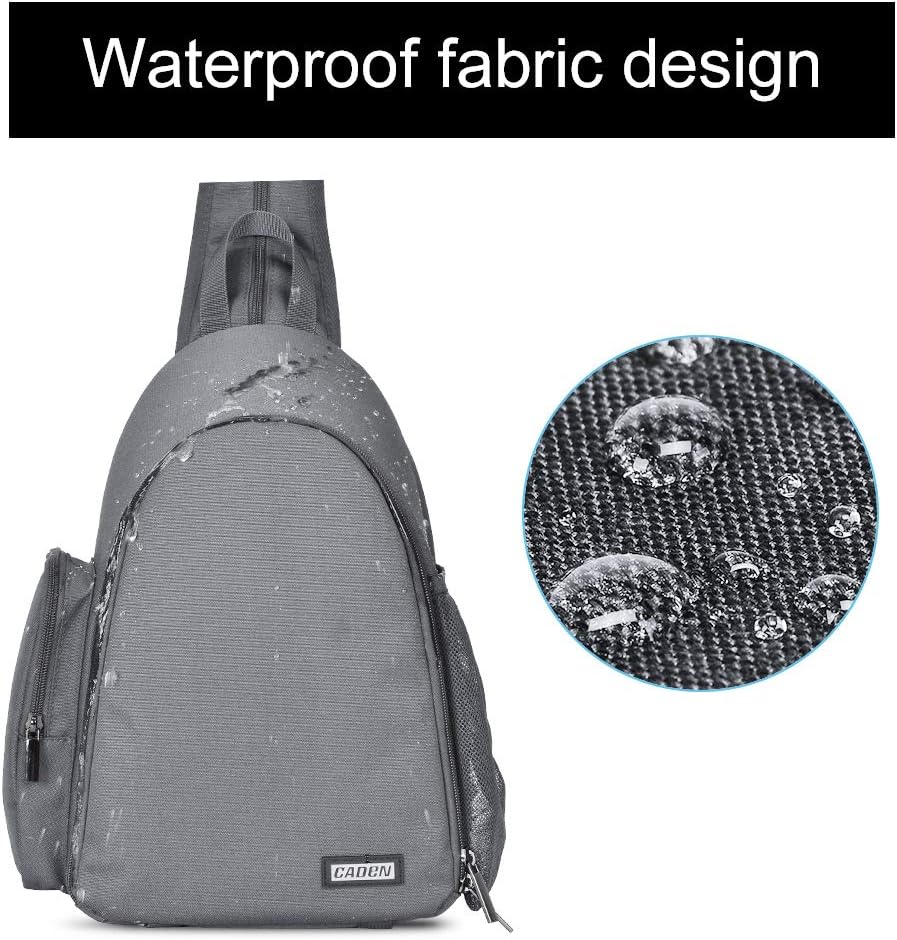 Camera Backpack, CADEN Water-Repellent Camera Sling Crossbody Backpack Bag, Dual Use Professional SLR DSLR Photo Mirrorless Case for Cameras Canon Nikon Sony Lenses Tripod Accessories (Grey)