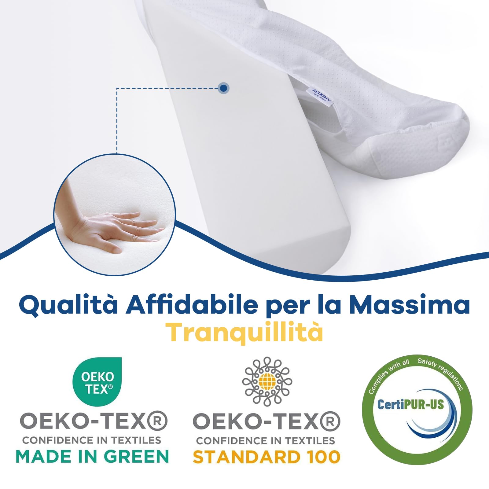 Sponda Letto Bambini in Schiuma Semicircolare, Barriera Letto con Fodera Rimovibile Lavabile, Protezione Antiscivolo per Letti Singoli, Matrimoniali, Queen e King, Confezione da 2