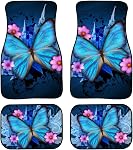 WELLFLYHOM Tapis de sol en caoutchouc pour voiture SUV & Camion - Protection contre les intempéries - Imprimé animal & Tapis de plancher arrière de voiture 4 Facile à nettoyer étanche pour les femmes filles