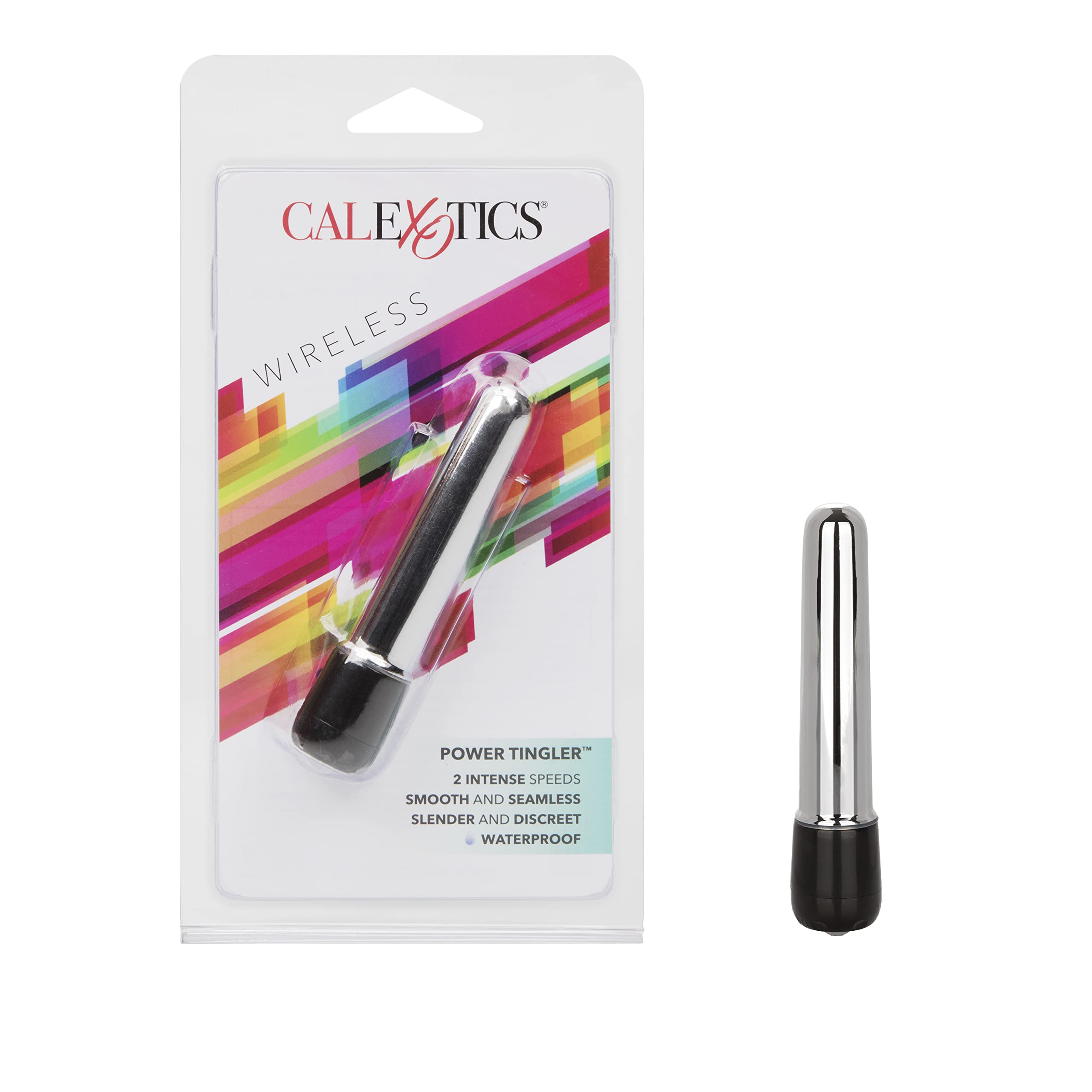 CalExotics Power Tingler Bullet Vibrator Waterproof 2-Speed Mini Vibrating Massager Silver SE-0063-00-2