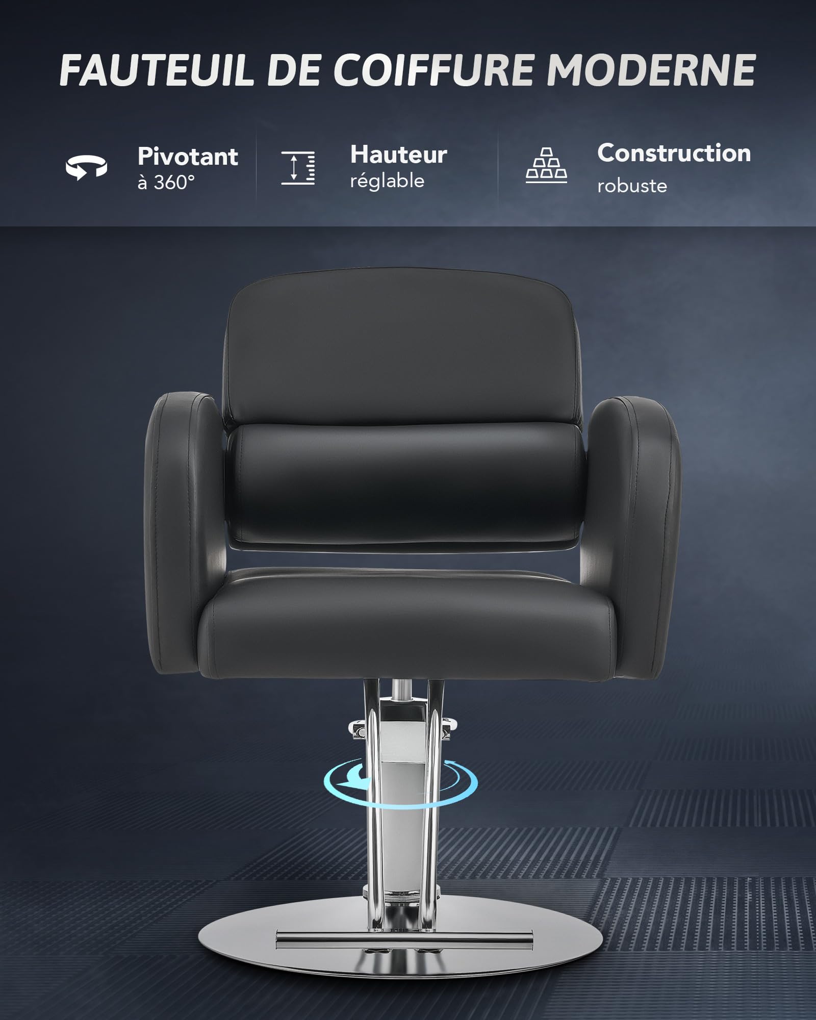CO-Z Fauteuil de Coiffure Professionnel Pompe Hydraulique Hauteur Réglable 15CM pour Salon de Coiffure Spa Boutique de Tatouage pour Coiffeurs Esthéticiens Salons de Coiffure Spa de Beauté, Noir