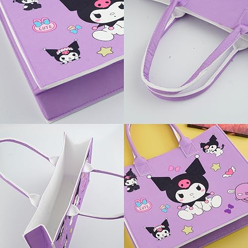 Miniatura 5 de Bolso de mano Kawaii blanco para perro, diseño de gatitos de dibujos animados, bolsa de fieltro reciclado, bolsa de hombro, regalos para mujeres y