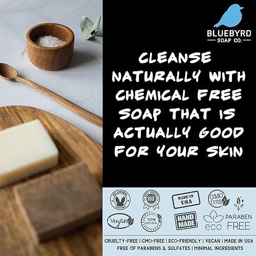 Miniatura 4 de Bluebyrd Soap Co. Barra de jabón orgánica Sandalwood Rose  Jabón natural vegano, hecho a mano, para el baño, el cuerpo y la cara para mujeres,