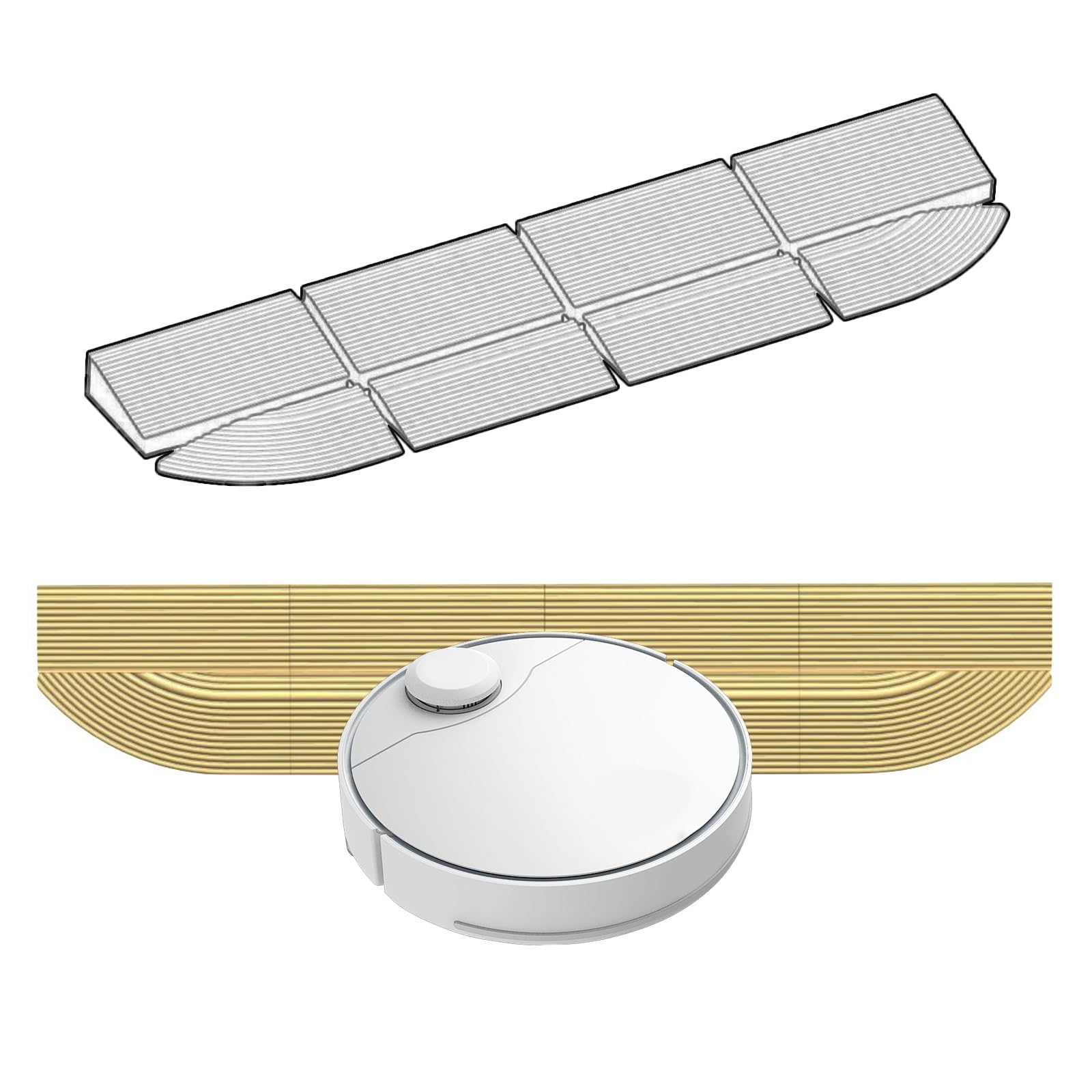 Rampas Robot Barredor Modulares para Accesos con Capacidad de Carga de 362 Kg, ​rampa​ de Goma Extensible de Instalación Rápida(Yellow,2.9x13x69cm)