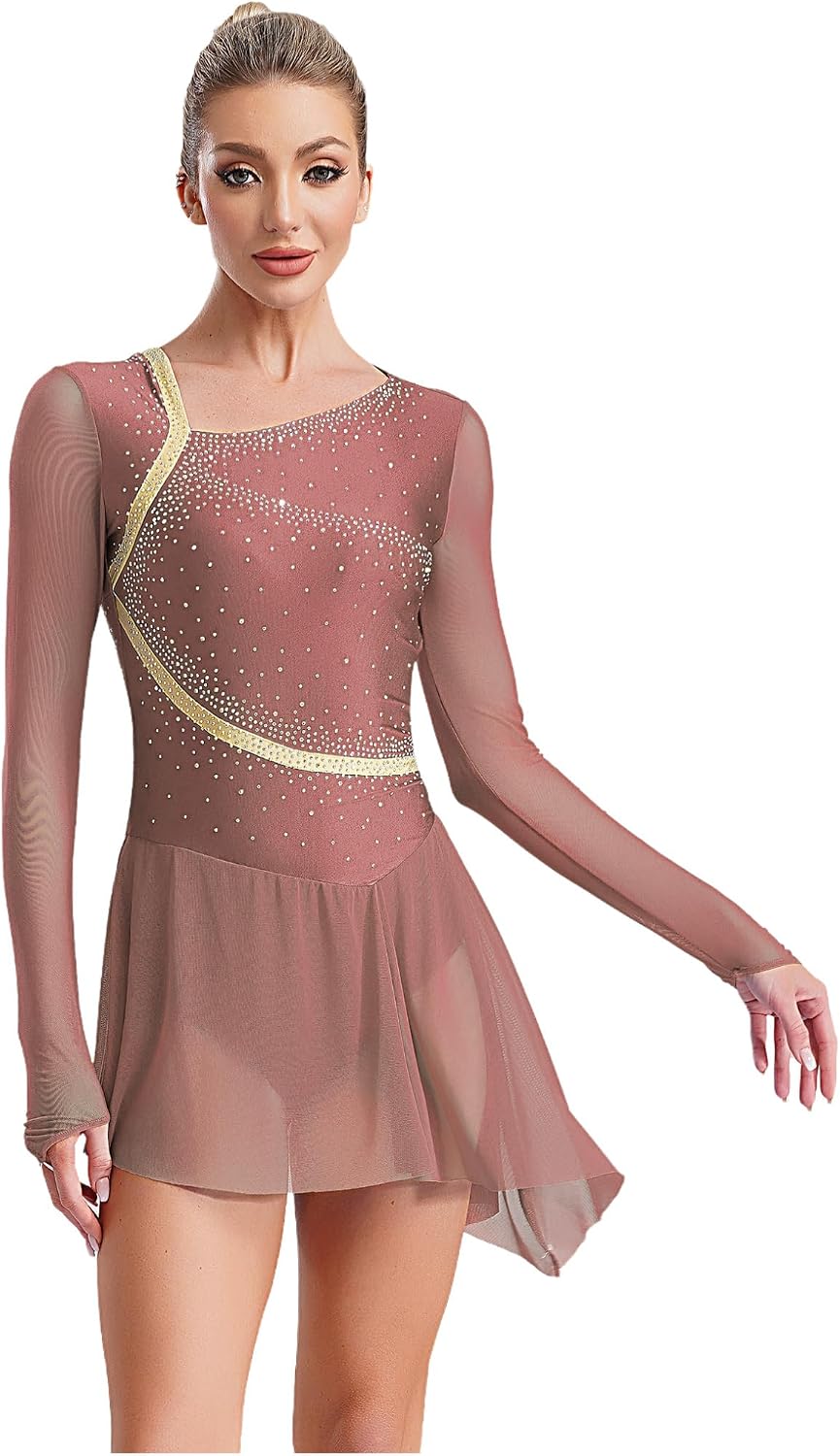 Costume Ballet Jazz Moderne Loodgao Costume De Patinage Artistique Femme Justaucorps Robe Danse Body Polyester élasthanne