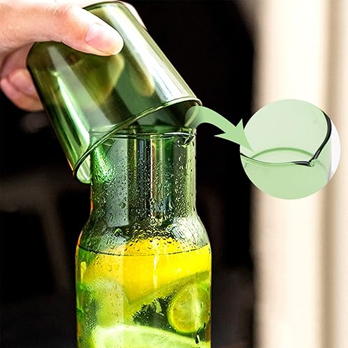 Miniatura 9 de Juego de jarras y tazas de agua de noche de 17 onzas, jarra de agua nocturna de vidrio, jarra de agua con vaso de vidrio, jarra de jugo, jarra de