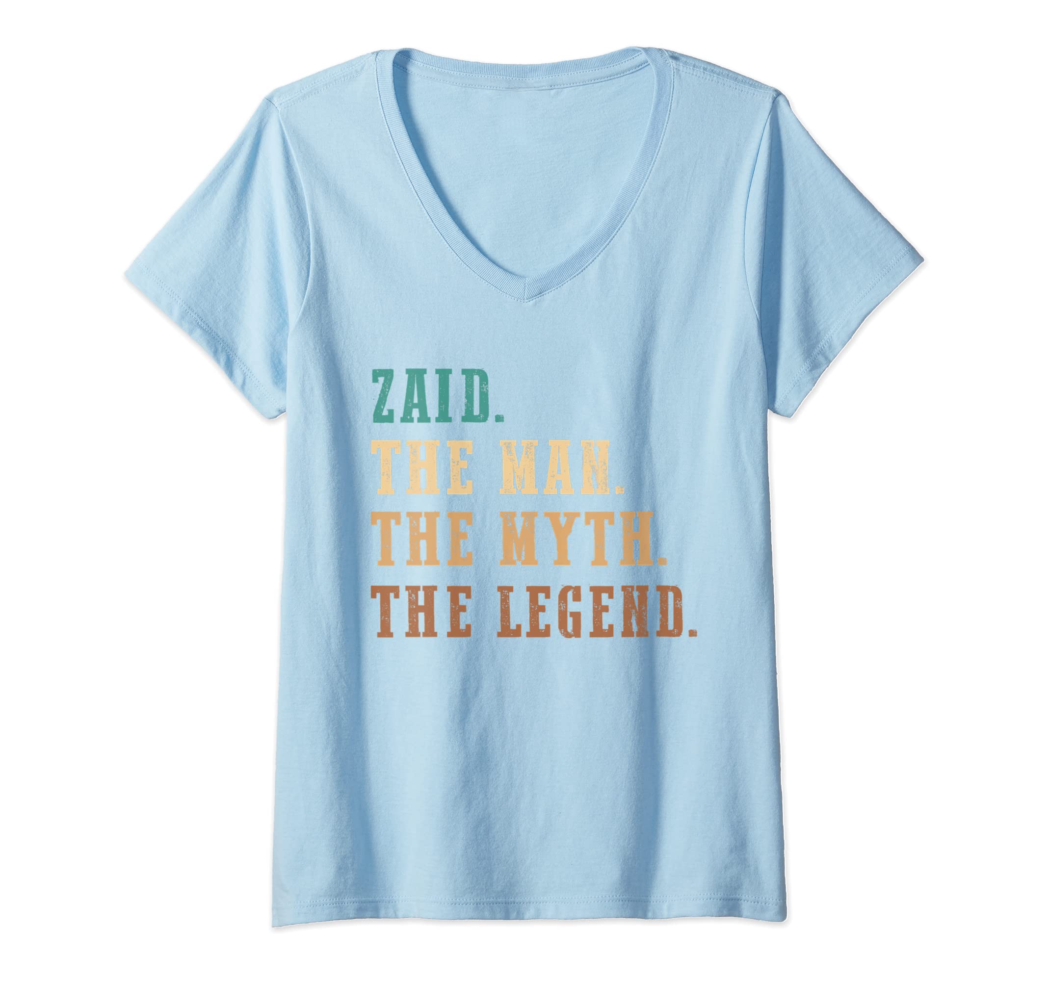 Womens Zaid The Man The Myth The Legend Funny Personalized Zaid V-Neck T-Shirt
