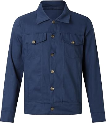 Men's Denim Jacket Basic Coat Jeans Transition Jacket Stand-Up Collar Casual Outwear Baggy Denim Jacket