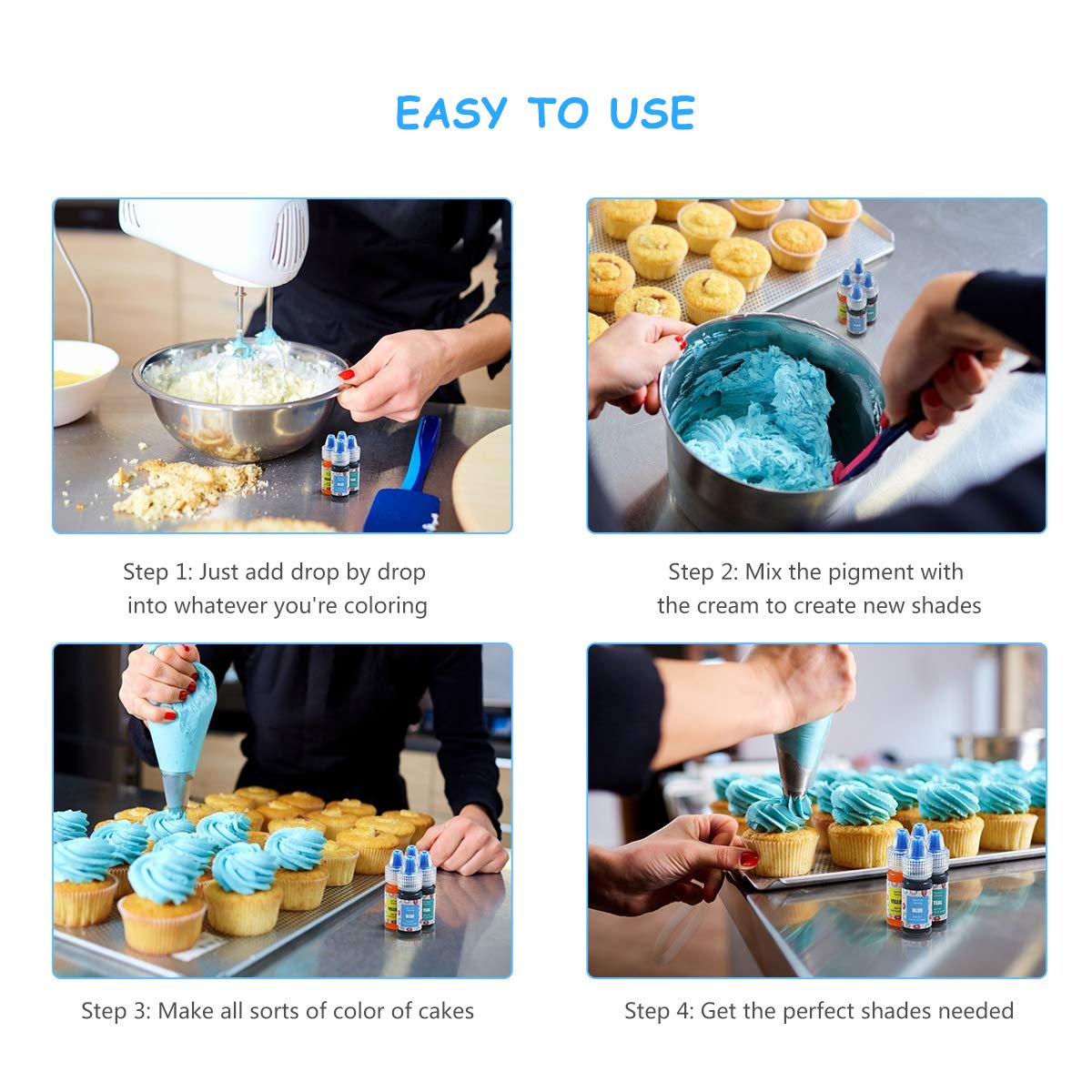 Gel Food Coloring 10 Colors Set - Jelife Gel Based Easter Eggs Decorating Dye Flavorless Edible Food Color Vibrant Neon Icing Colors for Kids Cake Baking Macaron Frosting Fondant Cookie (6ml/Bottles) : Grocery & Gourmet Food