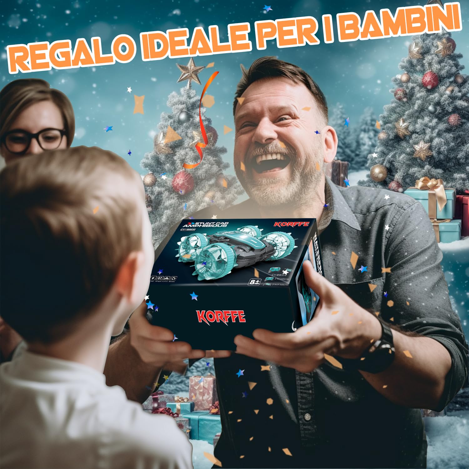 Korffe Automobile Telecomandata Tutto Terreno, 4WD 360°Rotazione 2.4GHz RC Auto All Terreno Impermeabile, Stunt Car Offroad Giocattolo Veicolo Bambini Ragazzo Regalo di Compleanno di Natale Ragazza