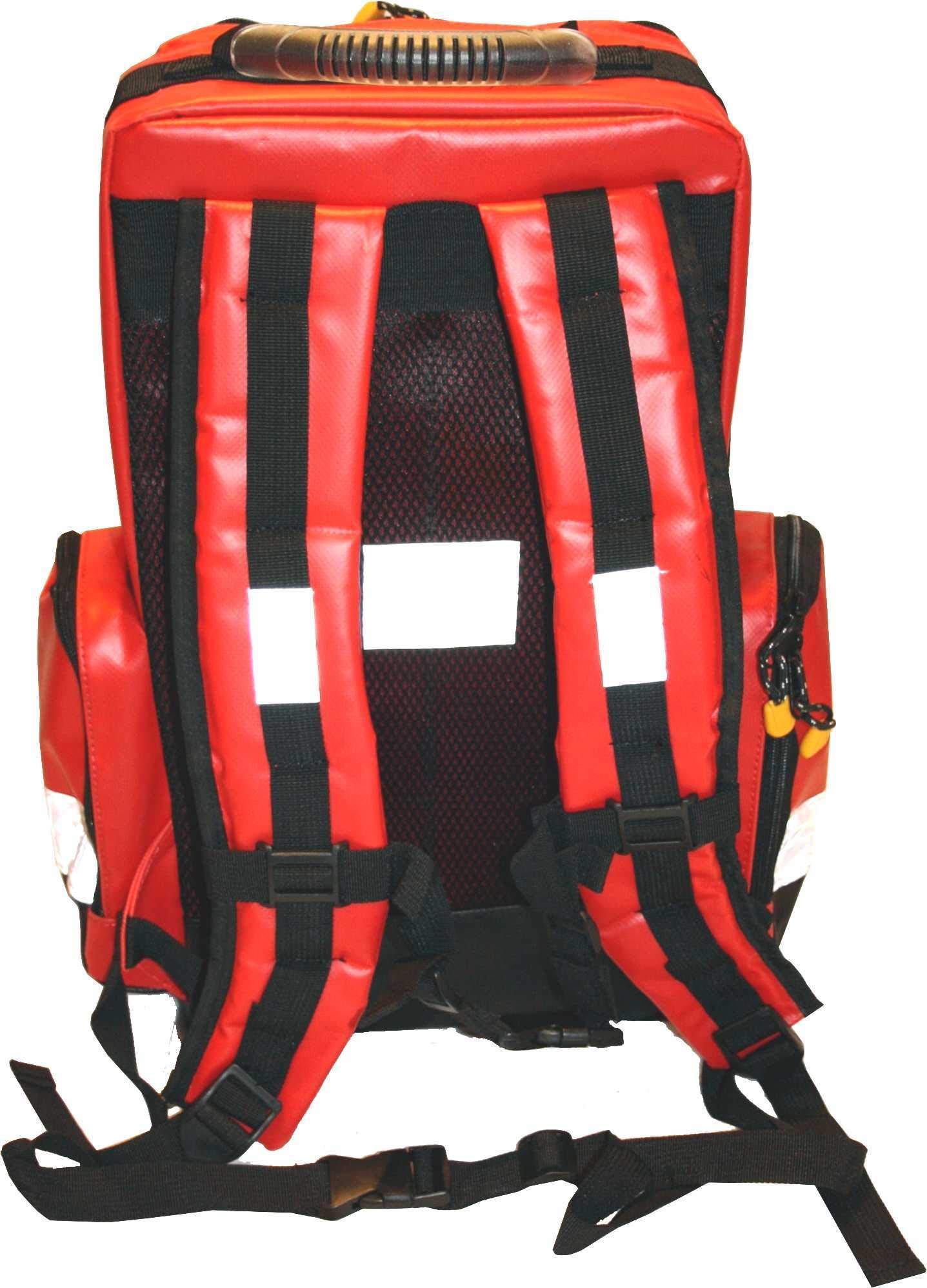 3 Stk Notfallrucksack Medicus/PRO -M- LEER - rot, blau & gelb aus Plane mit Waterstop Reißverschlüssen