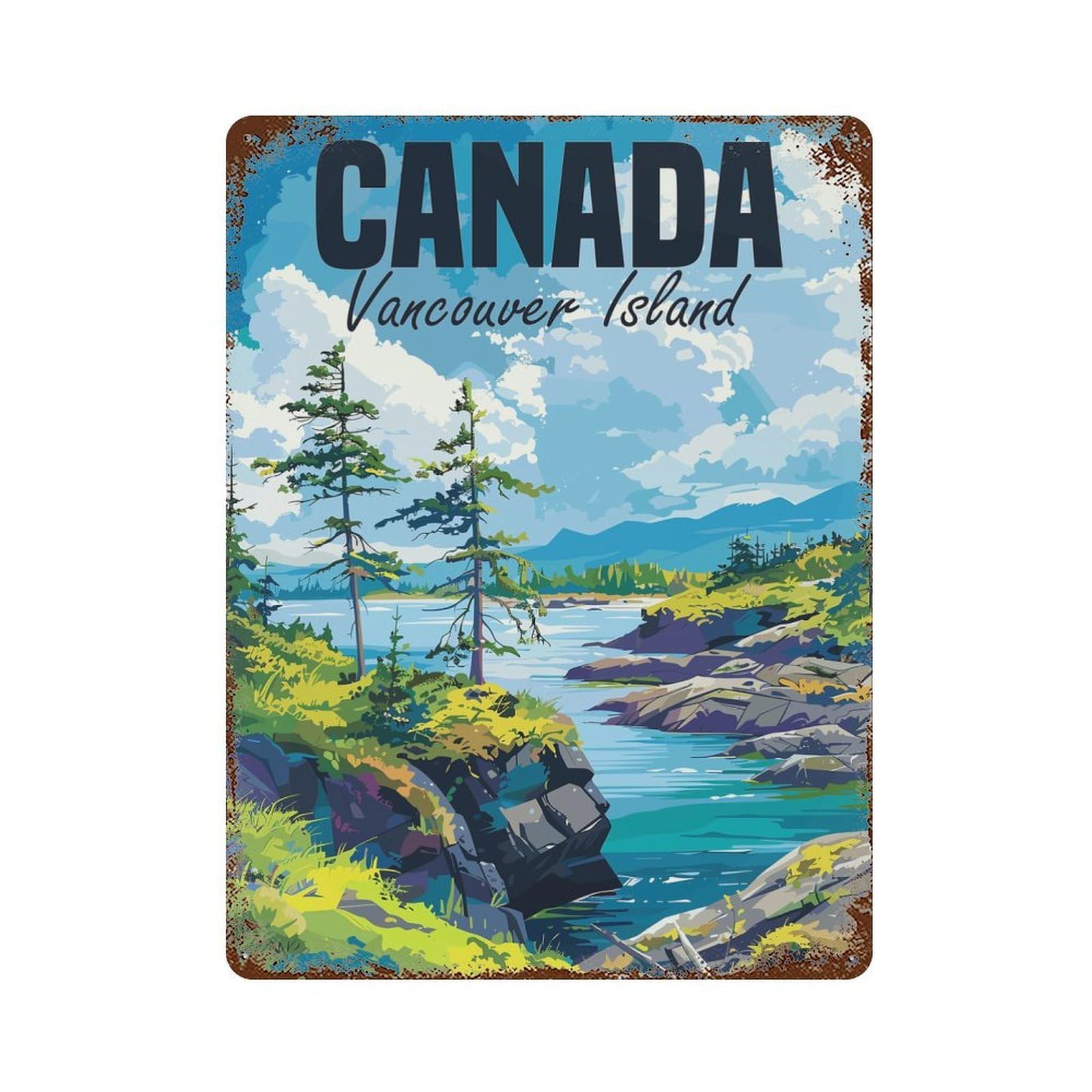 Vancouver Island Canada Decorative Tin Sign 15.7"x11.8", Rustic Home Decor for Garage, Pub Or Kitchen