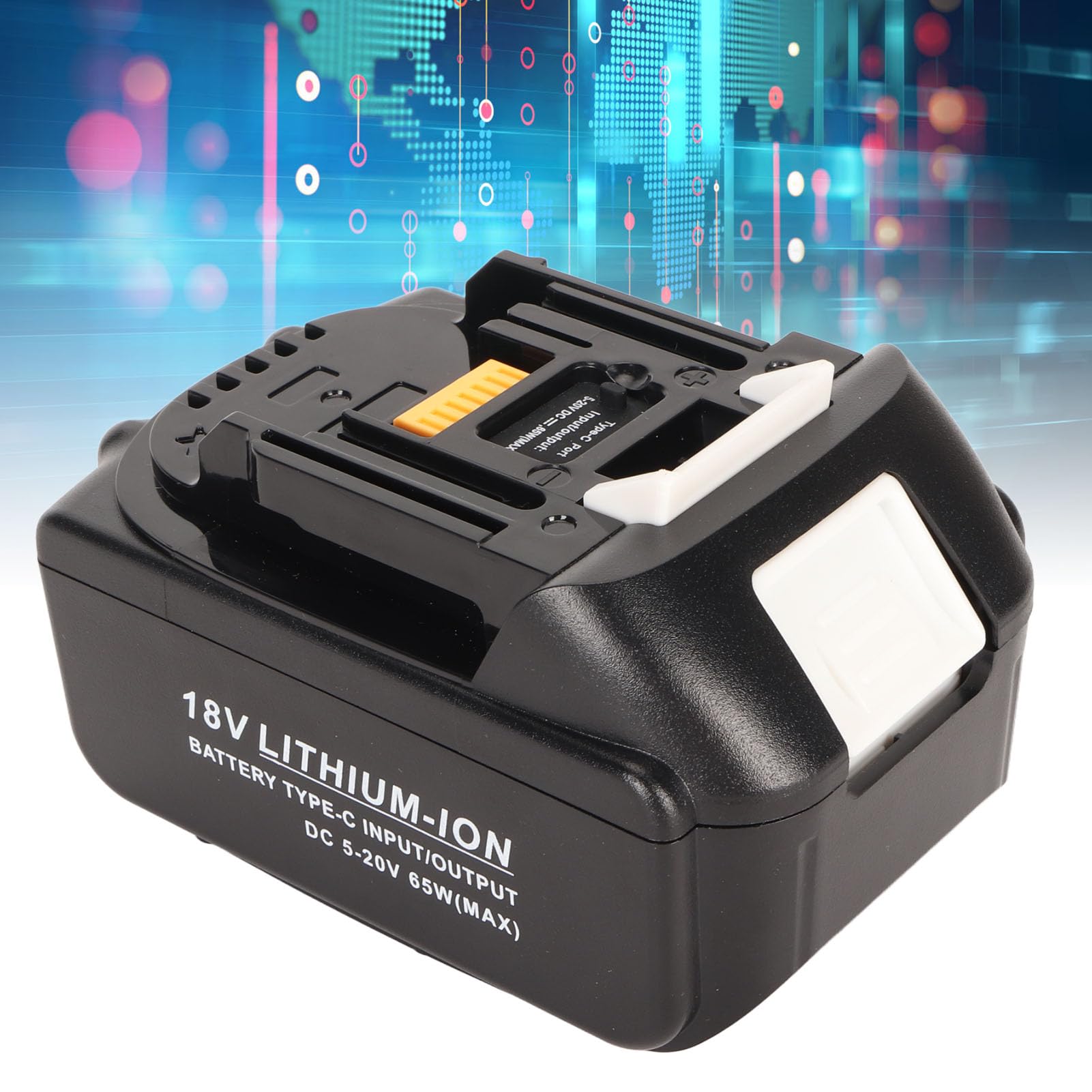 Batería BL1840 de Iones de Litio de 18 V, 4,0 Ah, Salida de Potencia de Alta Capacidad 4000 mAh 65 W con Interfaz Tipo C, batería de Repuesto Retardante de Llama para Herramientas