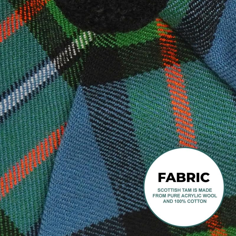 Image of Scottish Tam O' Shanter Hat Tartan Bonnet Pom Pom Wool Flat Cap One Size