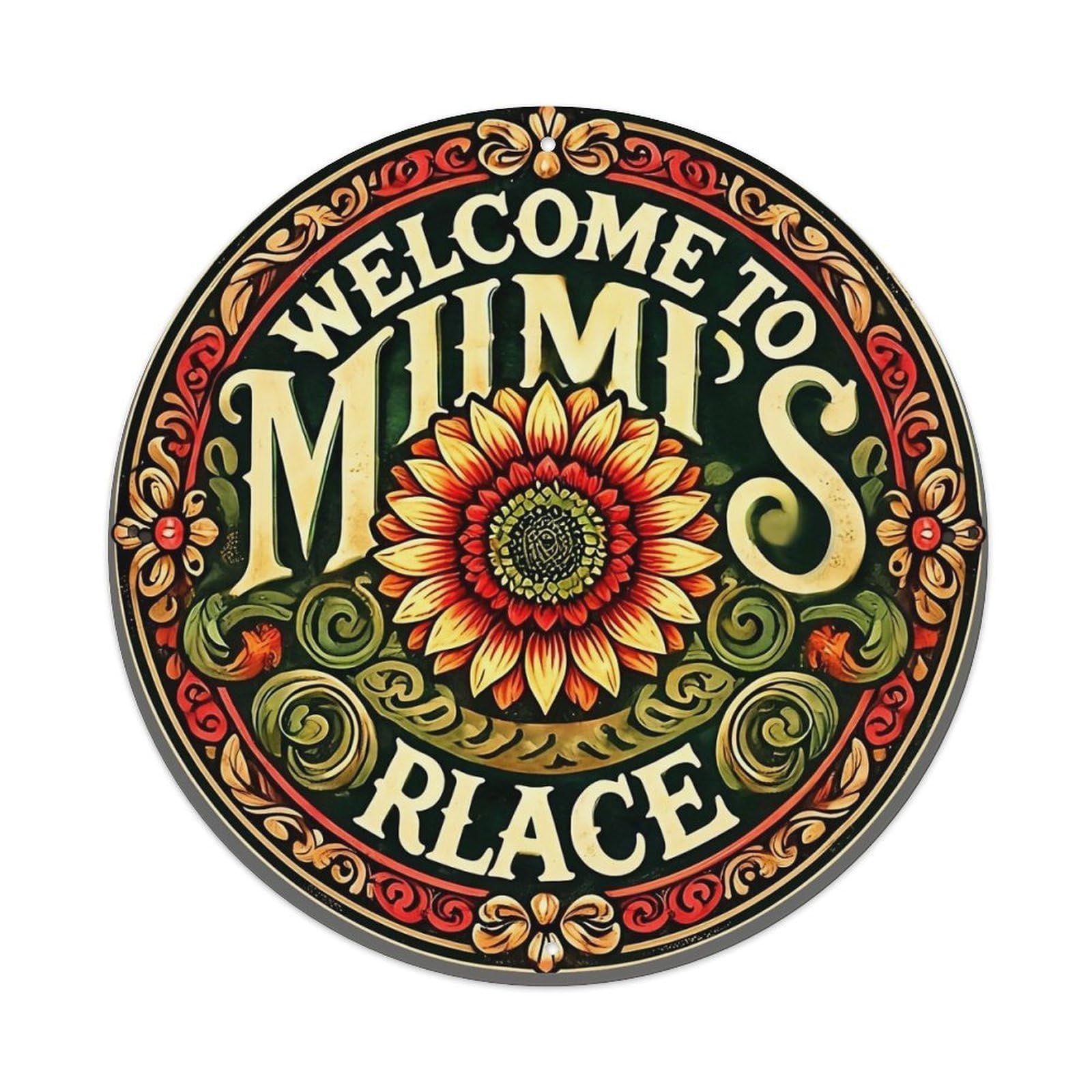 Welcome To Mimi's Place Round Tin Sign Vintage Metal Sign Home Bar Garden Indoor & Outdoor Wall Decor Retro Metal Poster 8x8 Inch
