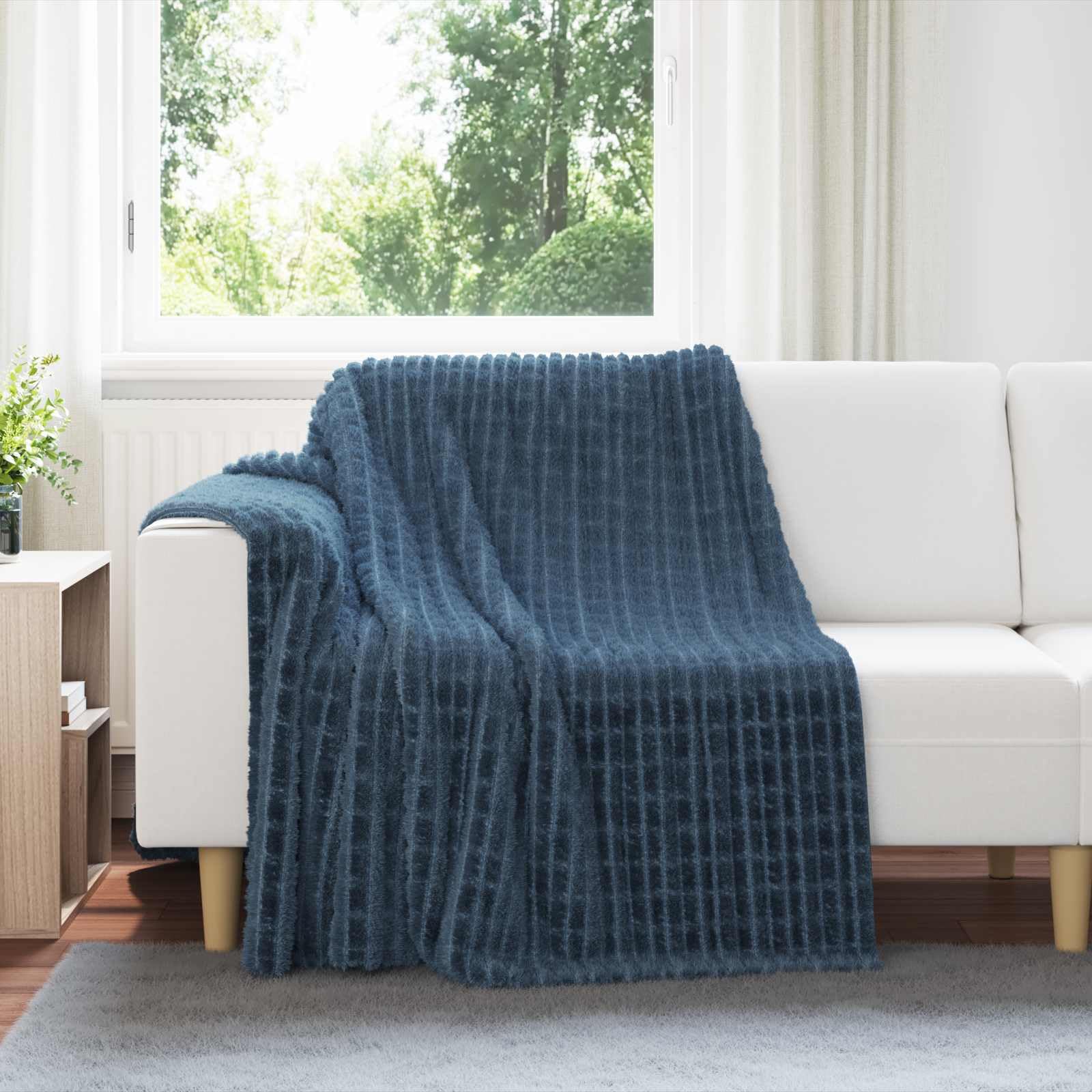 Couverture polaire bleu marine anti-transpiration pour nuits douces