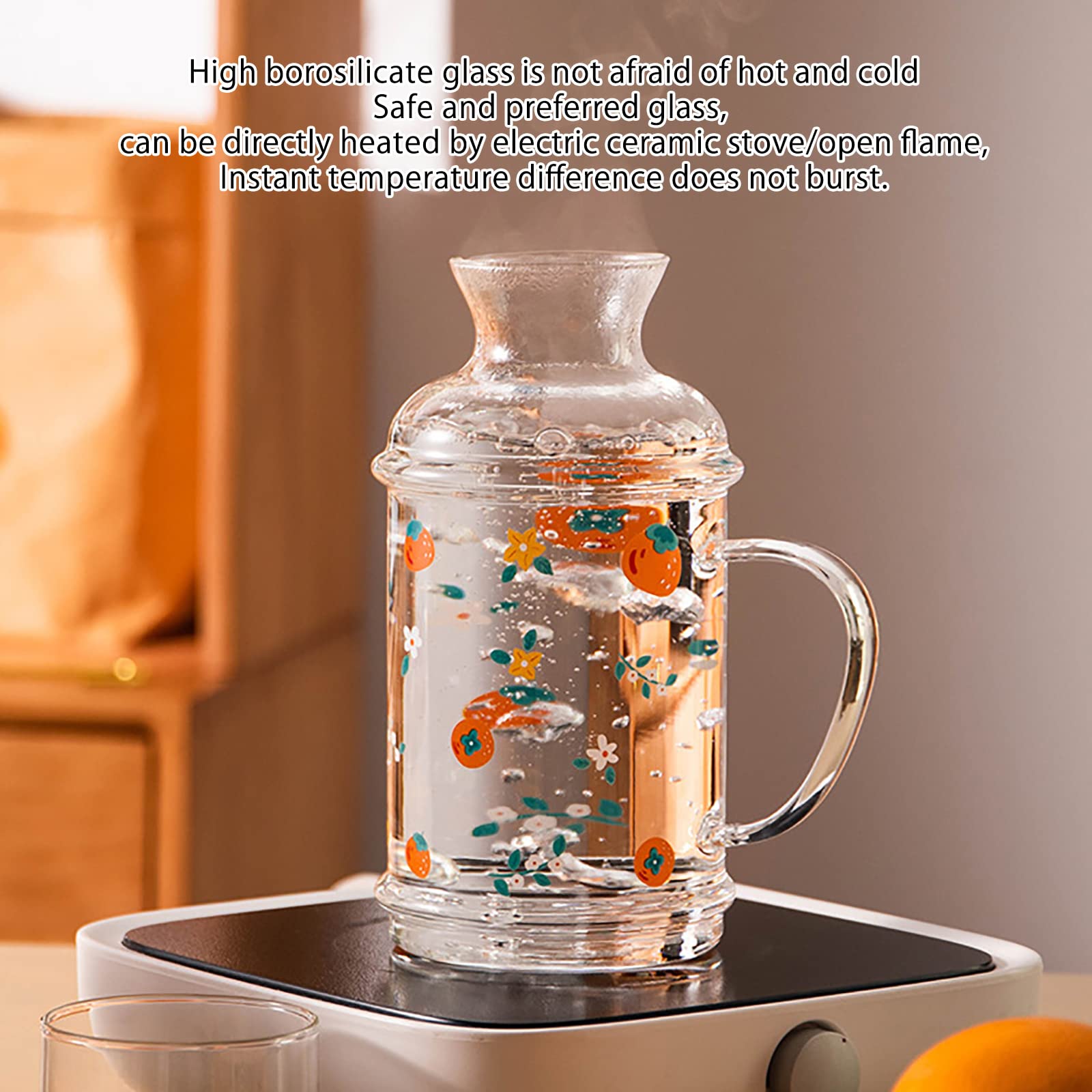 Brocca Per Acqua Trasparente 1,2L Con Coperchio – Caraffa Salvaspazio Per Frigorifero, Bocca Larga 80mm – Senza BPA, Infrangibile – Ideale Per Tè Freddo, Limonata, Succhi, Sangria