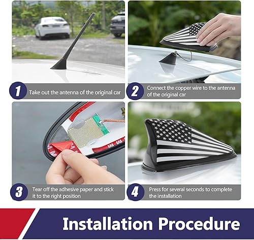 Miniatura 6 de 1 antena decorativa universal de aleta de tiburón para automóvil, antena especial cola de techo con señal, antena con patrón de bandera