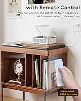Vista 6 de CD Player with Bluetooth Transmitter, Nostalgic Retro Wood Music Player, Built-in Speakers-Bass Boost, FM Radio for Home/Wired&Remote Control-White