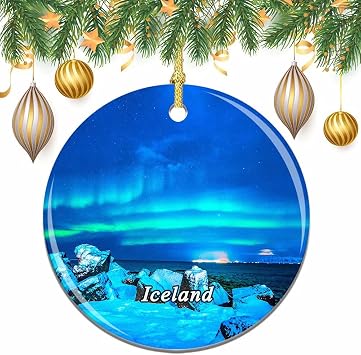 Iceland Aurora Christmas Xmas Tree Ornament Decoration Wedding Hanging Pendant Decor City Travel Souvenir Collection
