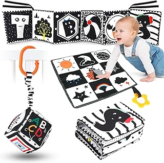 AJsupojouet 3 Pcs High Contrast Baby Toys for Newborn Toysï¼ŒBlack and White Baby Toys 0-3 Monthsï¼Œ0-6 6-12 Months Soft Infant Toys Montessori Learning Activities Toys for Babiesï¼ŒGirls Boys Baby Gifts
