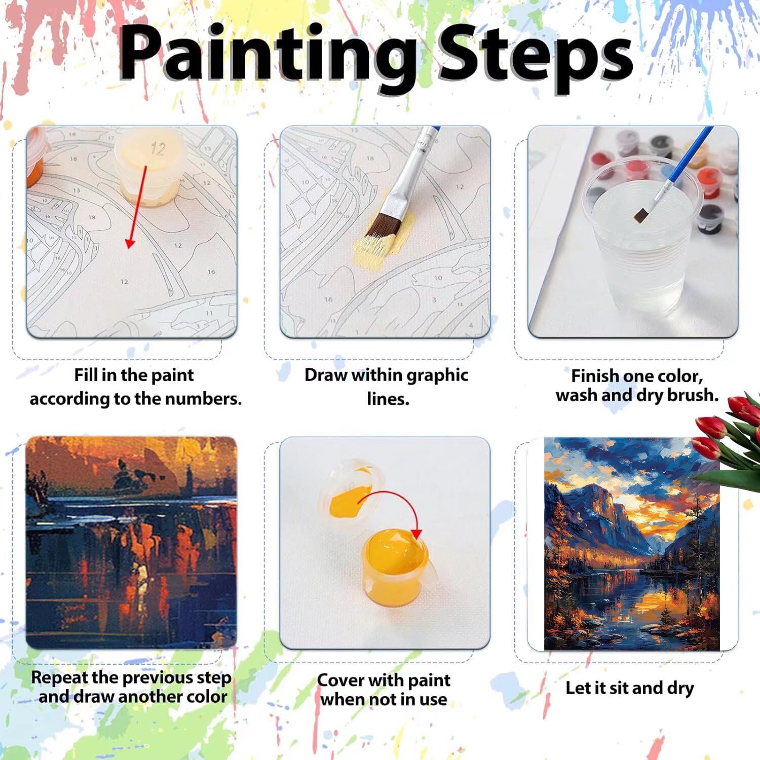 Pintar por Numeros Adultos pintar por numeros niños manualidades niños 10 años, DIY Pintar por Números de Pincel y Pintura acrílica Decoraciones para el Hogar Manualidades, sin Marco 60x80cm C-108