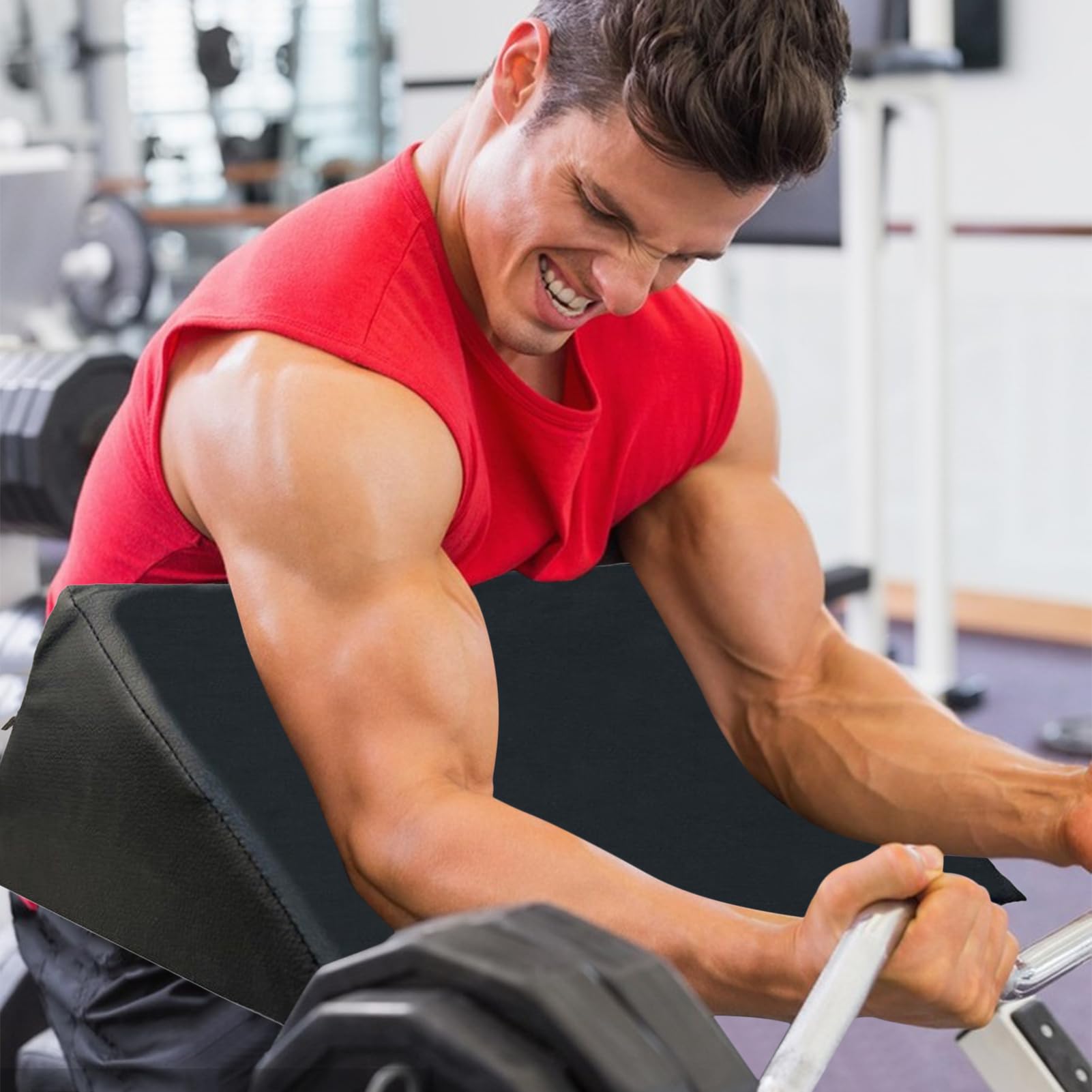 Almohadilla de predicador – Almohadilla de rizo para predicador sentado, equipo portátil de espuma, ayuda de entrenamiento para bíceps, pecho, gimnasio, entrenamiento de brazos en casa, hombres y