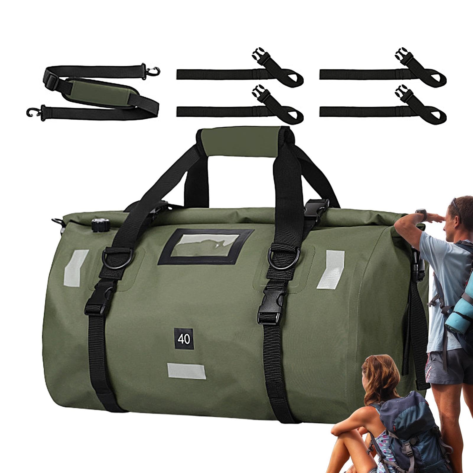 Motorradgepäck, Motorradtasche - 40 Liter Motorrad-Trockentaschen | Schwerlast-Trockentaschen mit reflektierenden Streifen, Seitentaschen für Motorrad-Ski-Reisen