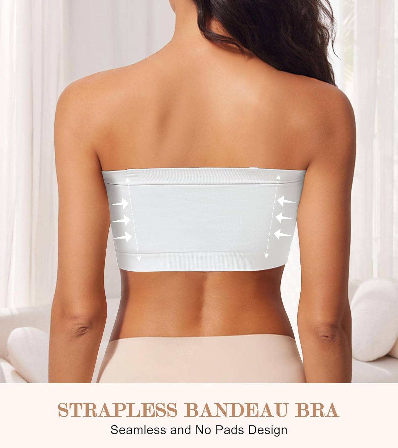 Strapless Bras for Women, Seamless Non-Padded Bandeau Bra, Wireless Push Up Tube Top Bralette - Image 2