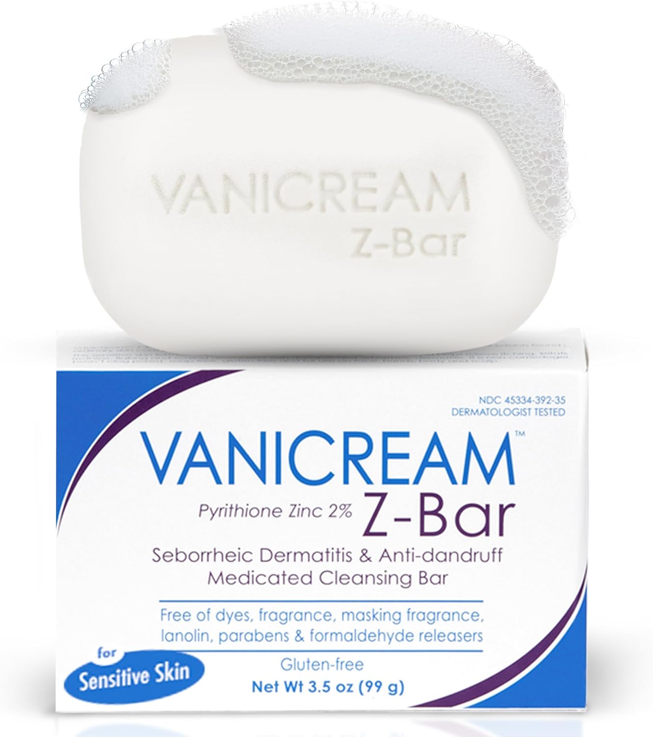 Vanicream Z Bar, Seborrheic Dermatitis & Anti-Dandruff Medicated Bar, 3.5 Oz, Formulated without Common Irritants for Sensitive Skin, 2% Pyrithione Zinc Helps Relieve Itching, Redness & Flaking Vanicream Z Bar, Seborrheic Dermatitis & Anti-Dandruff Medicated Bar, 3.5 Oz, Formulated without Common Irritants for Sensitive Skin, 2% Pyrithione Zinc Helps Relieve Itching, Redness & Flaking
