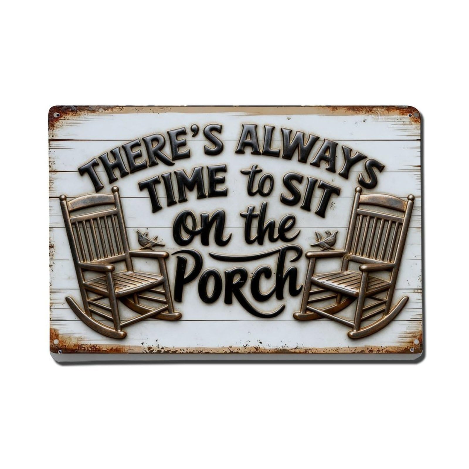 Iageret Vintage There's Always Time To Sit On The Porch Metal Tin Sign Retro Wall Decor, Bar Garage Cafe Kitchen Home Wall Art Poster Decoration 8X12inches
