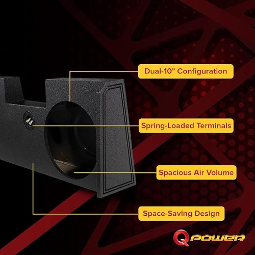 Miniatura 9 de QPower Downfire - Caja de subwoofer doble sellada de 12 pulgadas, subcaja compatible con Ford F-150 SuperCrew 2004-2008