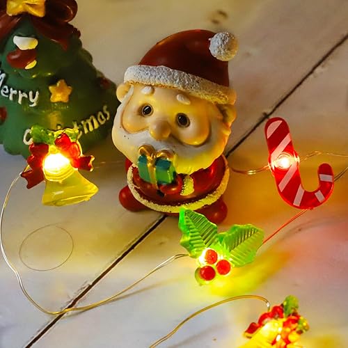 Miniatura 1 de Guirnalda de luces decorativas de Navidad, 30 luces LED de cobre con control remoto y campanilla sonriente impermeable y luces de hadas con pilas