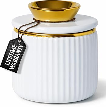 Styled Settings Butter Dish with Lid for Countertop, White and Gold | Ceramic, Airtight Water Seal, Vintage-Style Counter Butter Keeper, Gift for Kitchen Lovers