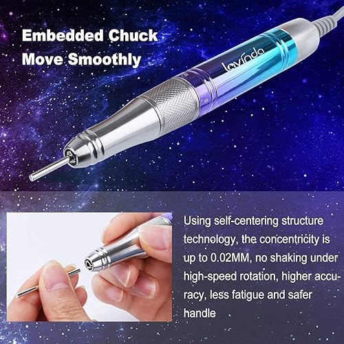 Miniatura 3 de Lavinda - Taladro de uñas inalámbrico profesional, recargable de 35.000 RPM Skyspace E, lima de uñas eléctrica inalámbrica portátil para uñas