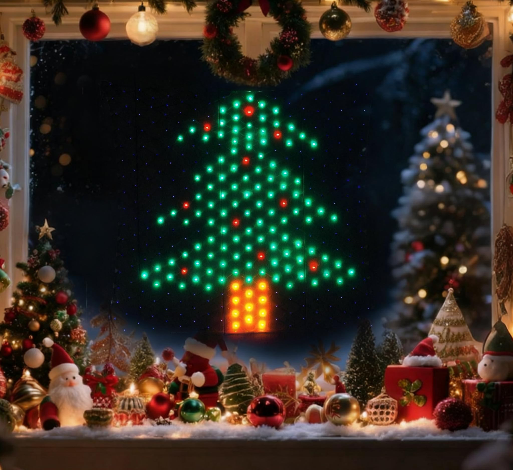 Leisure world Luces de red para decoración de Navidad, 4 x 4 pies, 320 luces LED de malla para exteriores, 8 modos para patio, decoración de fiesta
