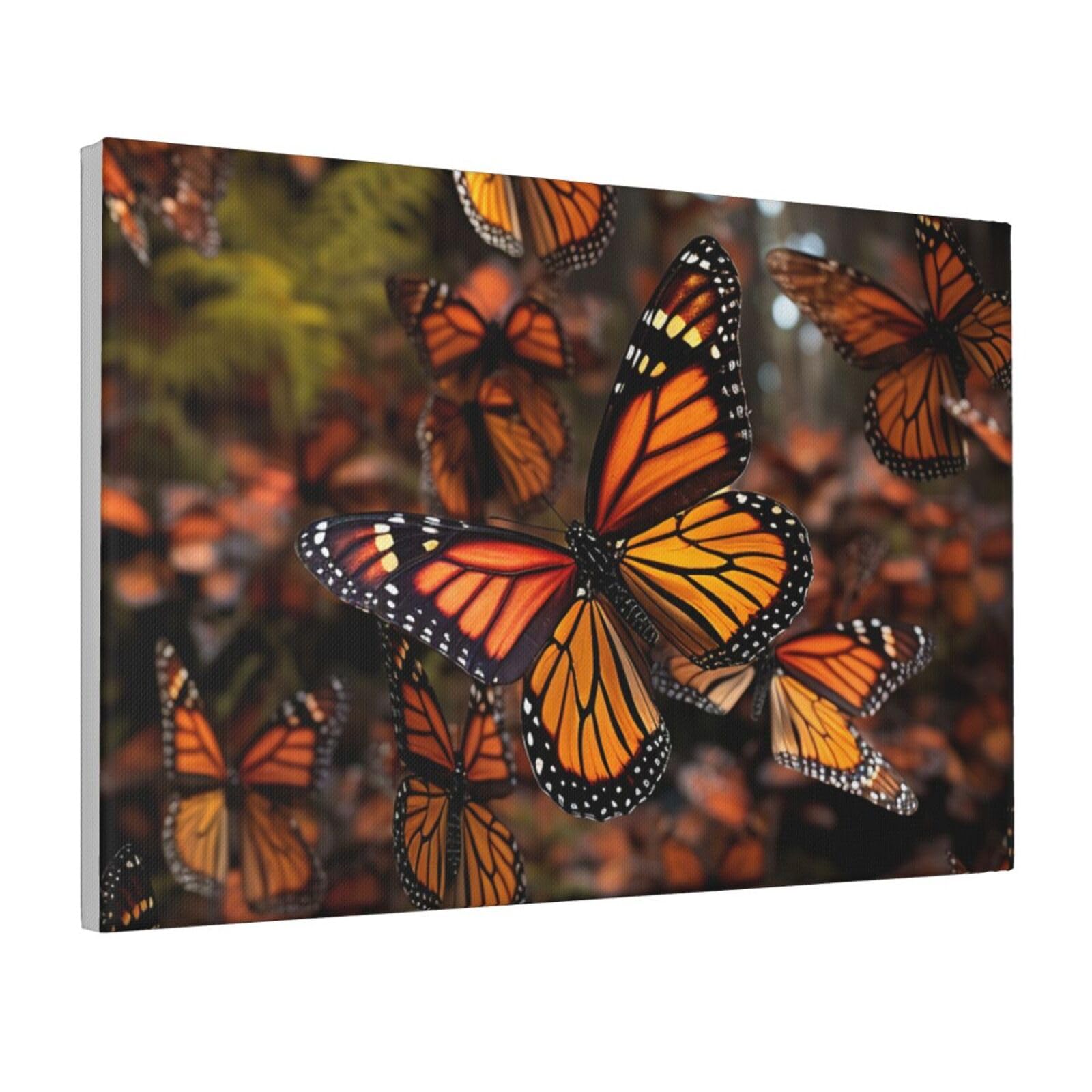 Framed Wall Art for Living Room Art Work, Monarch butterflies Picture Prints Modern Office Wall Paintings Poster Aesthetic Wall Decorations for Home Decor Ready To Hang 16"x24"