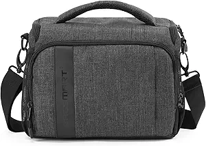 BAGSMART Camera Bag Padded Camera Shoulder Bag for Photographers, Waterproof Camera Bags & Cases with Rain Cover for SLR DSLR, Lenses, Accessories, Grey