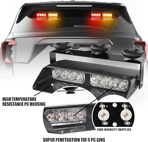 Miniatura 9 de Luces estroboscópicas de emergencia 2 en 1 para salpicadero interior de la cubierta del parabrisas, luces intermitentes de seguridad con ventosas