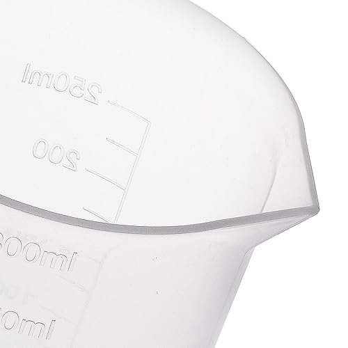 Miniatura 4 de uxcell Taza de medición 10.1 fl oz PP plástico graduado vaso de precipitados transparente con mango para líquidos de cocina de laboratorio 3 unids