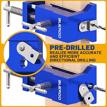 BLEKOO 2 Pack Cabinet Clamps for Installation, Solid Drilling Tool With Pilot Hole Guide