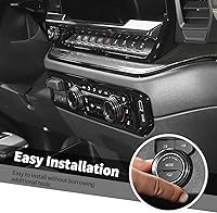 Vista 6 de Jimen Cubierta para perilla Silverado 2022+, 5 piezas de botón de volumen de audio de consola central, control de clima CA, perilla de faro, ajuste