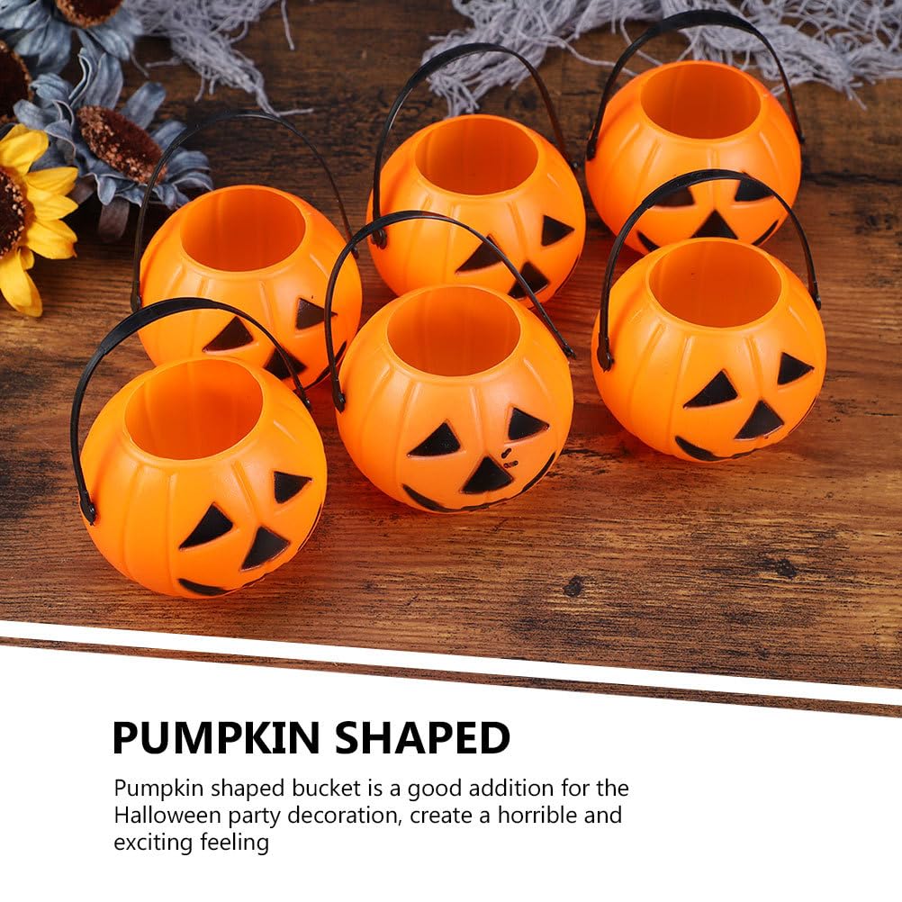 Garneck 12pcs Portable Pumpkin Bucket Jack o Lanterns Bucket Pumpkin Cauldrons Trick or Treat Basket Halloween Pumpkin Decoration Candy Containers Halloween Treat Buckets Pumpkins Plastic