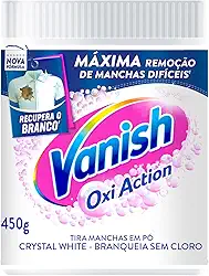 Vanish Tira Manchas Em Pó Crystal White Oxi Action 450G Para Roupas Brancas