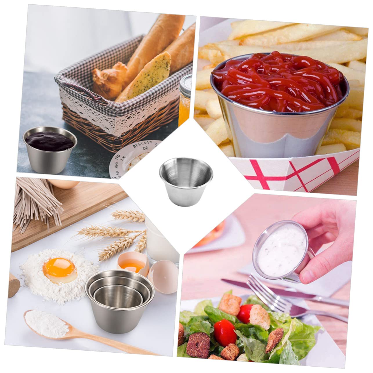 VICASKY 6 Stück Saucenbecher Edelstahl 304 - Dip Becher Für Ketchup & Saucen