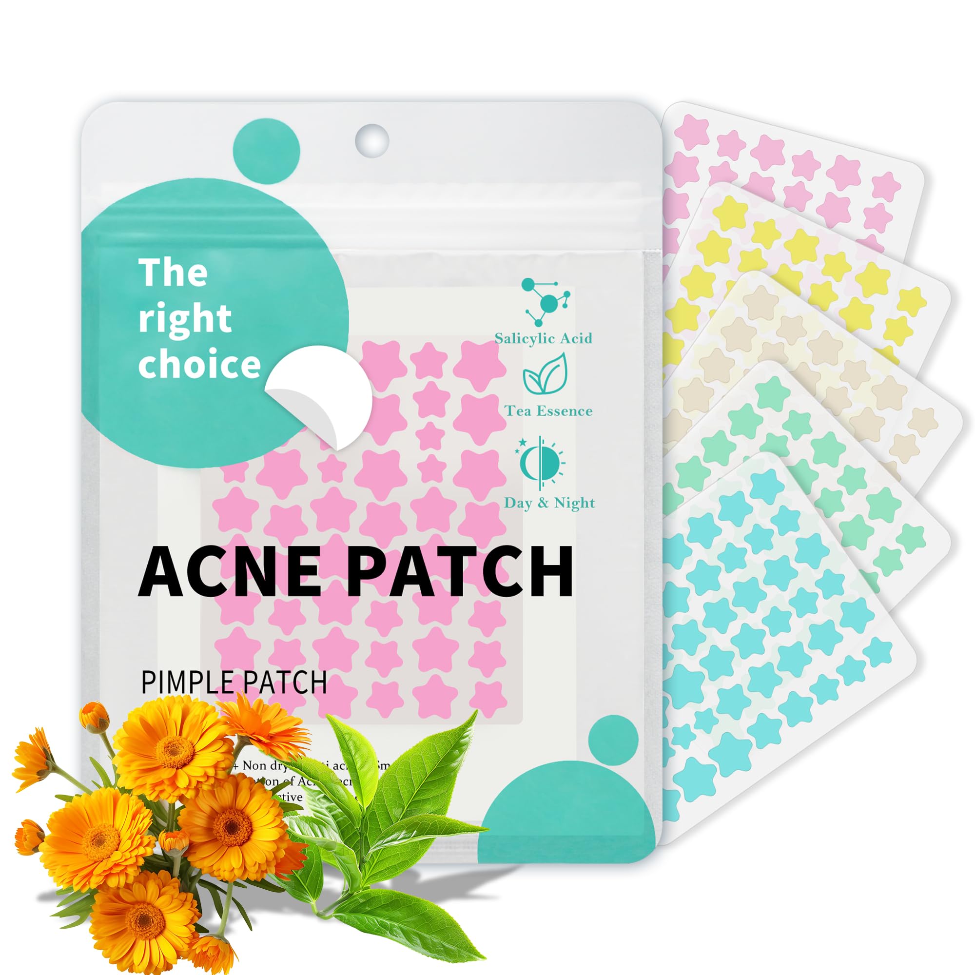 Star Pimple Patches for Face Acne Patches Cute Colorful Star Zit Covers with Hydrocolloid Tea Tree Oil Salicylic